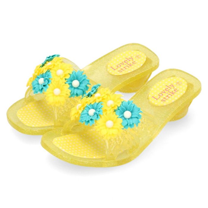 キッズ サンダル ミュール 女の子 お花 子ども ビニール かわいい こども 子供 ジュニア ヒール ウエッジ ウェッジ 21085