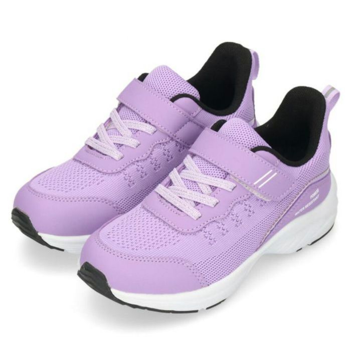 キッズ スニーカー 防水 厚底 シューズ 女の子 ジュニア 運動靴 ベルクロ 靴 履きやすい ブラック パープル 黒 8030 パレード Parade