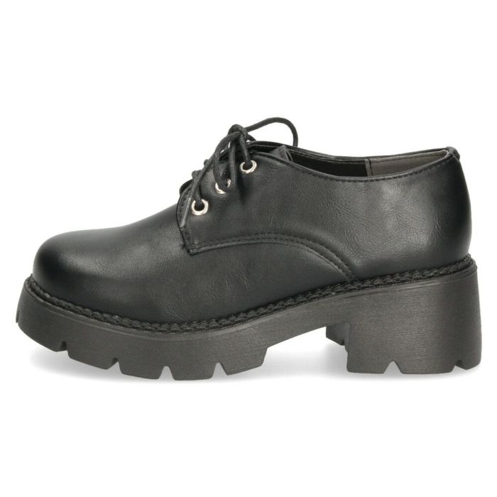 レースアップシューズ レディース 厚底 紐靴 タンクソール オックスフォード プラットフォーム 黒 エナメル 太ヒール 6cm マニッシュ 靴 ブラック Parade パレード 1126