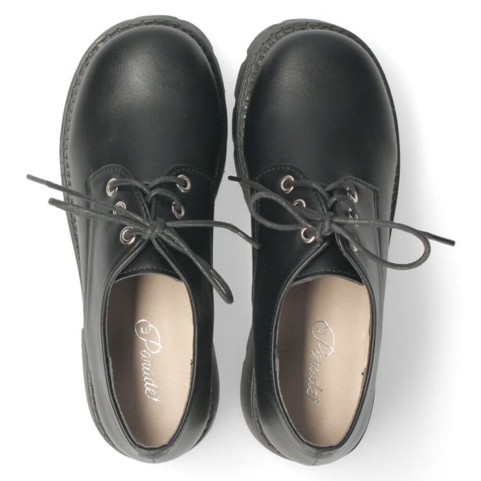 レースアップシューズ レディース 厚底 紐靴 タンクソール オックスフォード プラットフォーム 黒 エナメル 太ヒール 6cm マニッシュ 靴 ブラック Parade パレード 1126