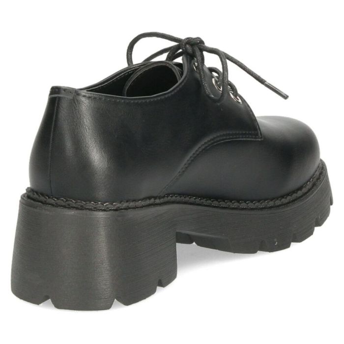 レースアップシューズ レディース 厚底 紐靴 タンクソール オックスフォード プラットフォーム 黒 エナメル 太ヒール 6cm マニッシュ 靴 ブラック Parade パレード 1126