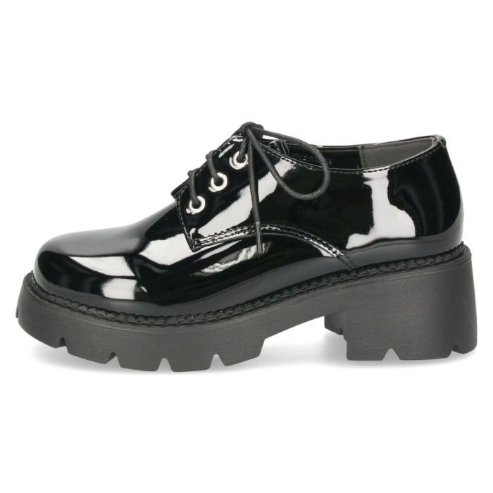 レースアップシューズ レディース 厚底 紐靴 タンクソール オックスフォード プラットフォーム 黒 エナメル 太ヒール 6cm マニッシュ 靴 ブラック Parade パレード 1126