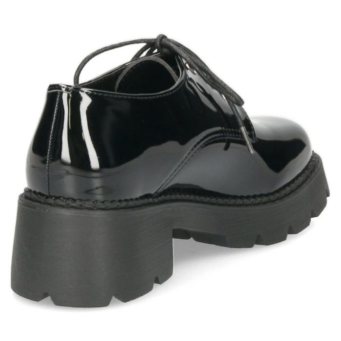 レースアップシューズ レディース 厚底 紐靴 タンクソール オックスフォード プラットフォーム 黒 エナメル 太ヒール 6cm マニッシュ 靴 ブラック Parade パレード 1126