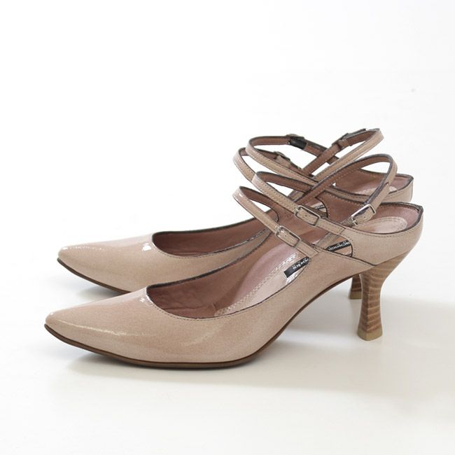 パンプス 黒 ラボキゴシ ワークス ストラップパンプス ヒール バックストラップ ブラック グレー ピンクベージュ エナメル 本革 レディース 靴 RABOKIGOSHI works 12687 