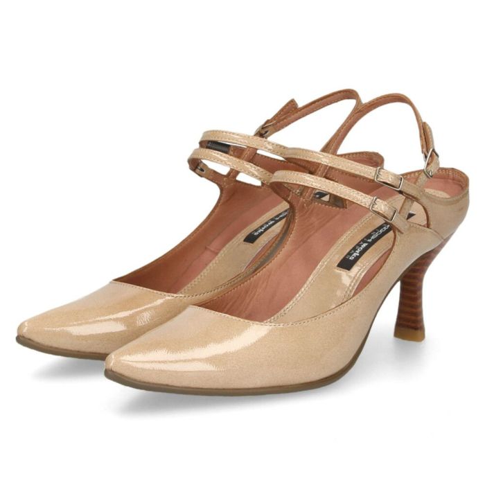 パンプス 黒 ラボキゴシ ワークス ストラップパンプス ヒール バックストラップ ブラック グレー ピンクベージュ エナメル 本革 レディース 靴 RABOKIGOSHI works 12687 