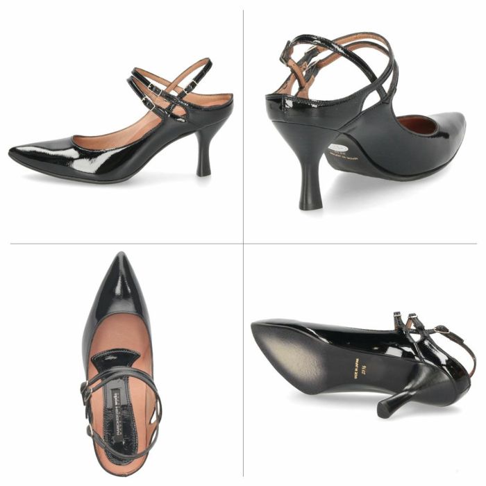 パンプス 黒 ラボキゴシ ワークス ストラップパンプス ヒール バックストラップ ブラック グレー ピンクベージュ エナメル 本革 レディース 靴 RABOKIGOSHI works 12687 