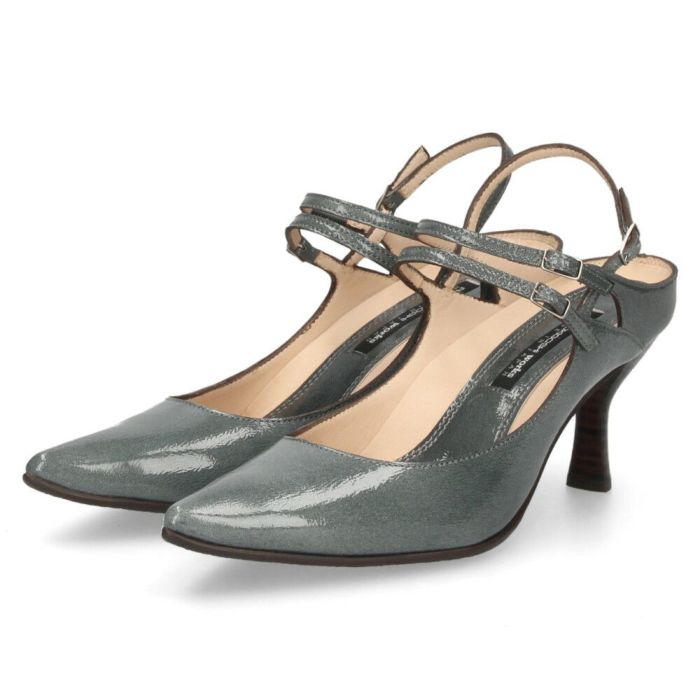 パンプス 黒 ラボキゴシ ワークス ストラップパンプス ヒール バックストラップ ブラック グレー ピンクベージュ エナメル 本革 レディース 靴 RABOKIGOSHI works 12687 