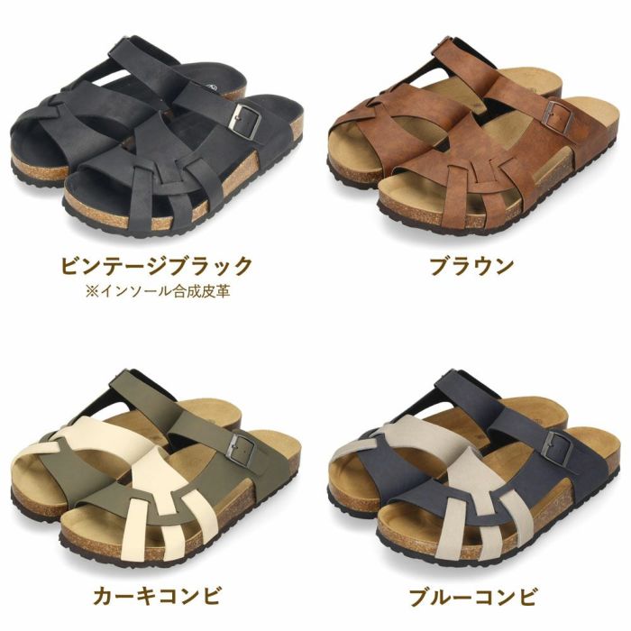 サンダル メンズ おしゃれ フットベッド 合皮 定番 コンフォートサンダル 黒 茶 カジュアル 本革インソール 夏 パレード Parade 2208
