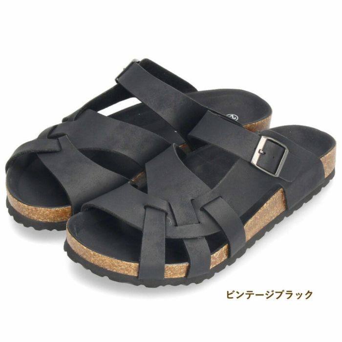 サンダル メンズ おしゃれ フットベッド 合皮 定番 コンフォートサンダル 黒 茶 カジュアル 本革インソール 夏 パレード Parade 2208