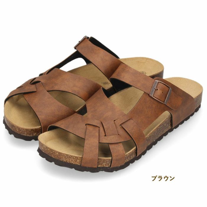 サンダル メンズ おしゃれ フットベッド 合皮 定番 コンフォートサンダル 黒 茶 カジュアル 本革インソール 夏 パレード Parade 2208