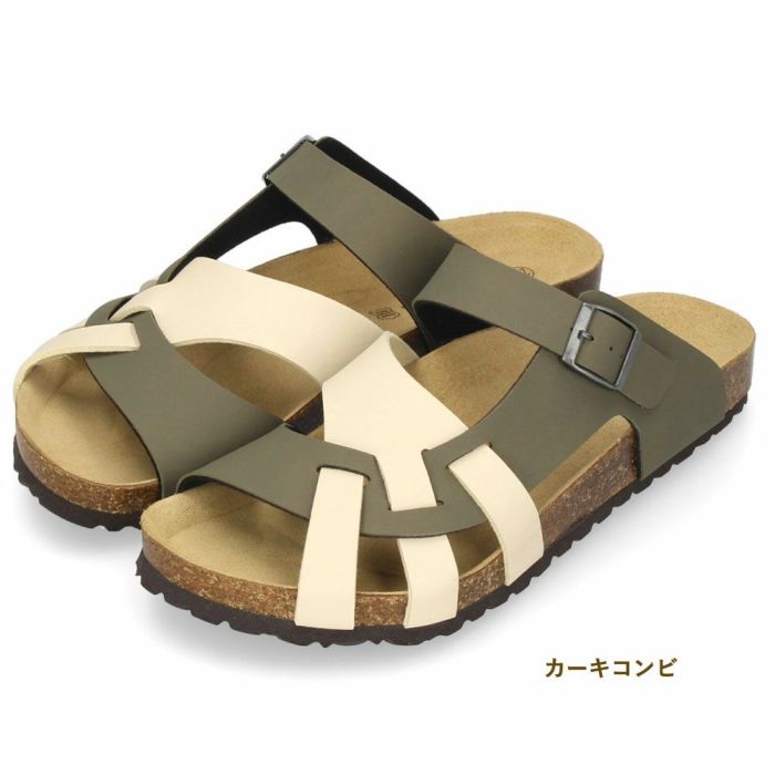 サンダル メンズ おしゃれ フットベッド 合皮 定番 コンフォートサンダル 黒 茶 カジュアル 本革インソール 夏 パレード Parade 2208