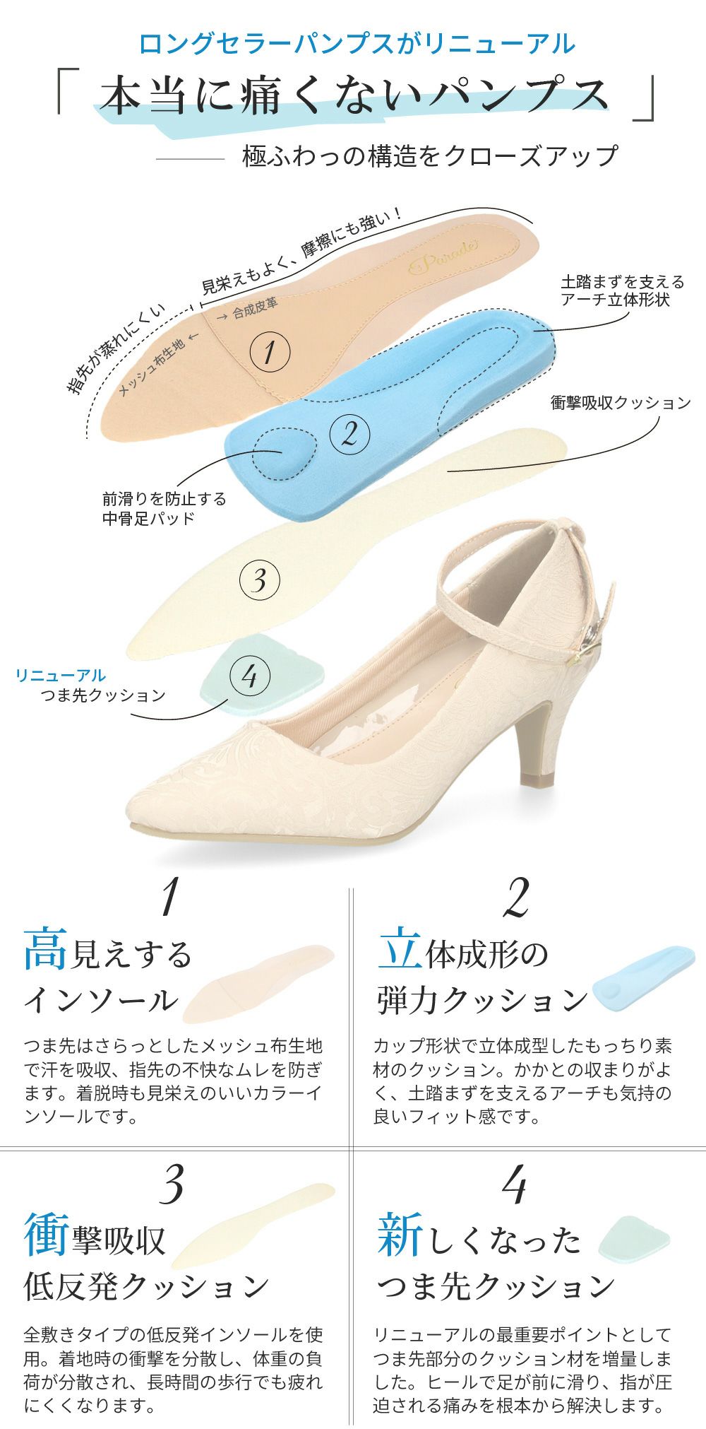パンプス 結婚式 ストラップ 痛くない ウエディング 二次会 パーティ 太ヒール 6センチヒール レース サテン アンクルストラップ 黒 19038 極ふわっ Parade 靴 レディース