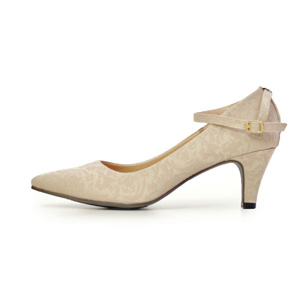 パンプス 結婚式 ストラップ 痛くない ウエディング 二次会 パーティ 太ヒール 6センチヒール レース サテン アンクルストラップ 黒 19038 極ふわっ Parade 靴 レディース