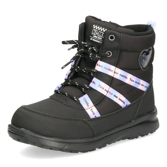 ムーンスター キッズ ブーツ 女の子 スノーブーツ 可愛い おしゃれ ジュニア ウィンターブーツ 防水 防滑 20 ブラック ベージュ パープル 黒  moonstar ni-mo 