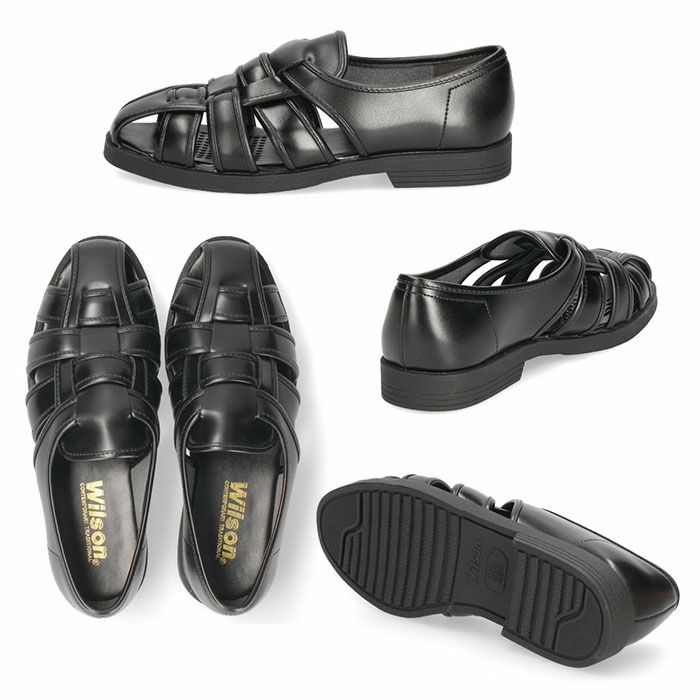 メンズ カメサンダル ドライビングシューズ オフィスサンダル Wilson ウィルソン 3600 ブラック ダークブラウン コンフォートサンダル  通気性 クールビズ