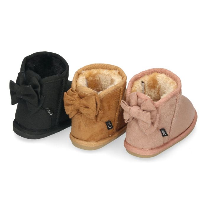 キッズ ベビー ムートンブーツ バックリボン ピンク キャメル ブラック 黒 子供 冬 ふわふわ あたたかい おそろいコーデ 防寒 R44408 R44409