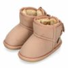 キッズ ベビー ムートンブーツ バックリボン ピンク キャメル ブラック 黒 子供 冬 ふわふわ あたたかい おそろいコーデ 防寒 R44408 R44409