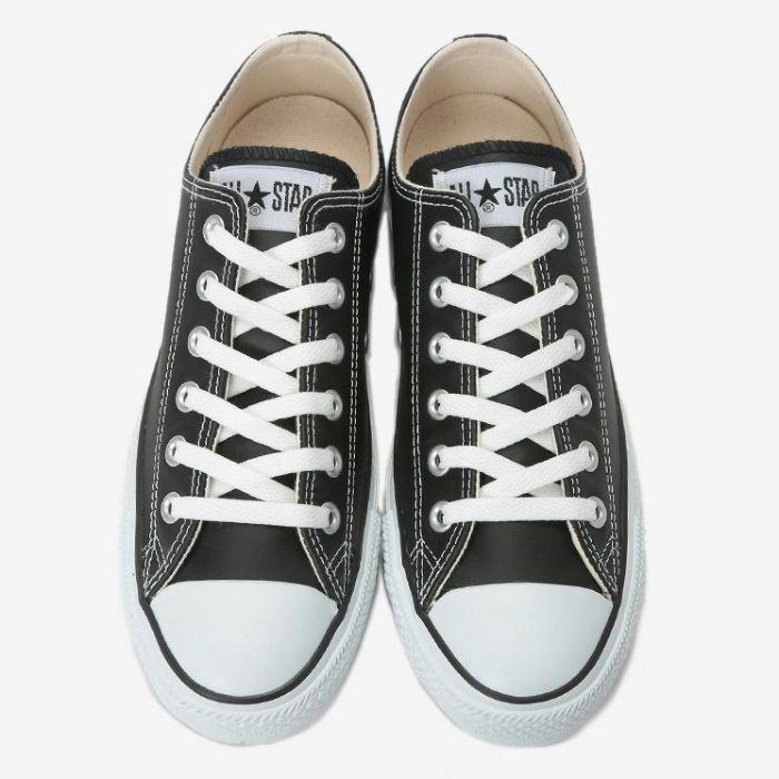 コンバース レザー オールスター OX ローカット LEA ALL STAR OX ホワイト ブラック ブラックモノ スニーカー CONVERSE 10905 10906 43487