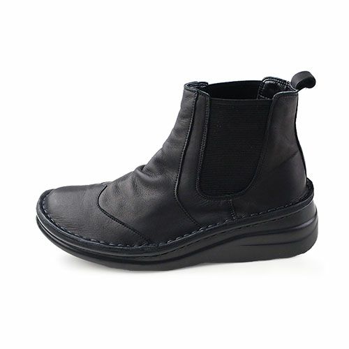 サイドゴアブーツ 本革 ショートブーツ レディース コンフォートブーツ 靴 NICO ニコ 8304 ウエッジソール コンフォートシューズ 黒 ブラック ブラウン