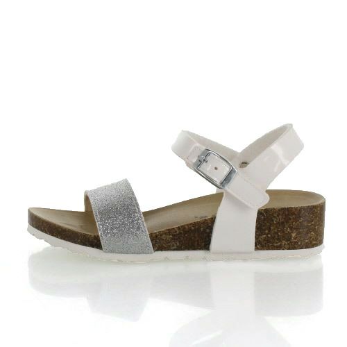 サンダル キッズ 女の子 キラキラ ヒール ジュニア 子供 Parade 1812 ラメ ウェッジソール  カジュアル フットベッド ブラック シルバー