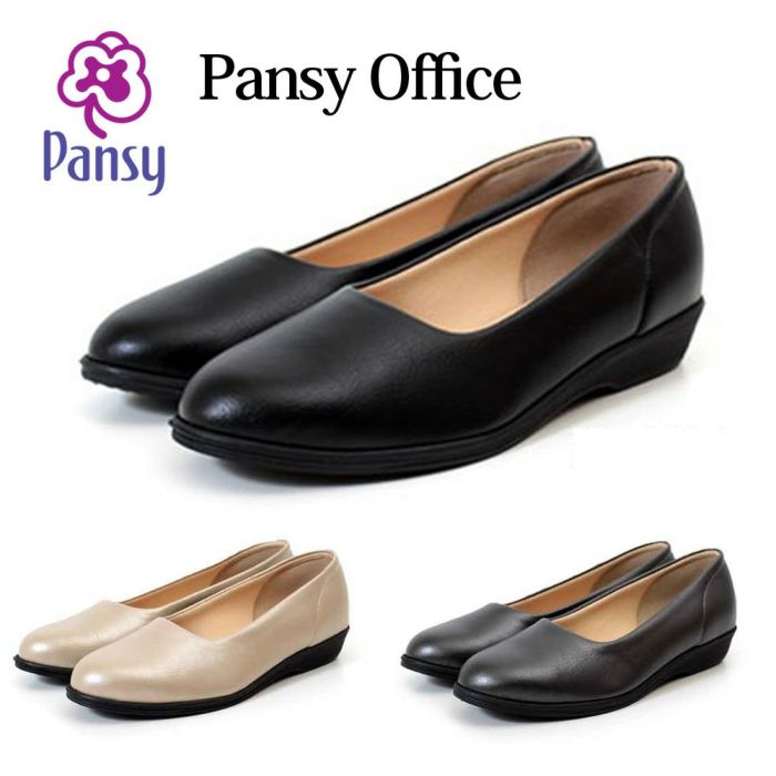 パンプス 痛くない ローヒール オフィス 3E 幅広 ラウンドトゥ Pansy パンジー 4060 日本製 靴 仕事 通勤 軽量 ストレッチ設計 抗菌 レディース