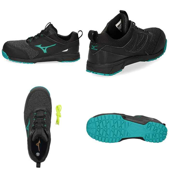 MIZUNO ミズノ 靴 90391 安全靴 オールマイティ ES31L F1GA1903 ワーキング 耐滑 ゴム紐 3E 黒 ブラック ブルー メンズ JSAA