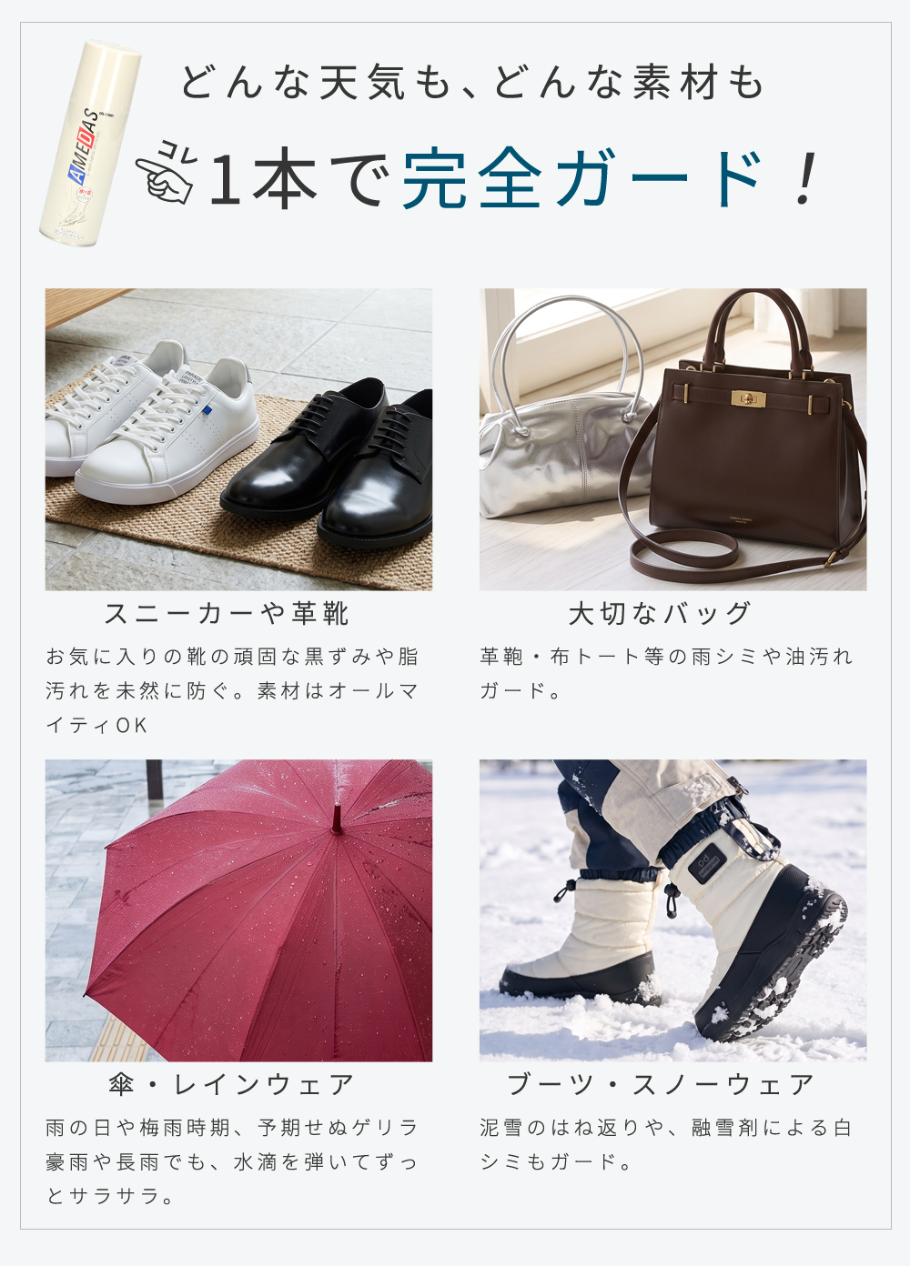 防水 スプレー コロンブス アメダス 420（2000）大容量 靴 革靴 スニーカー 服 バッグ 420ml COLUMBUS お手入れ 撥油 防汚 13290
