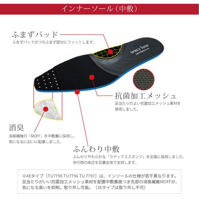 texcy luxe テクシーリュクス ビジネスシューズ 7010 メンズ 本革 革靴 幅広 甲高 3E 4E 黒 ストレートチップ プレーントゥ スリッポン フレキシブルドレス