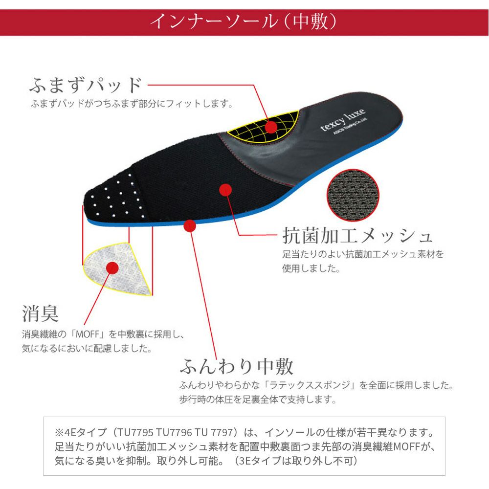 texcy luxe テクシーリュクス ビジネスシューズ 7010 メンズ 本革 革靴 幅広 甲高 3E 4E 黒 ストレートチップ プレーントゥ スリッポン フレキシブルドレス