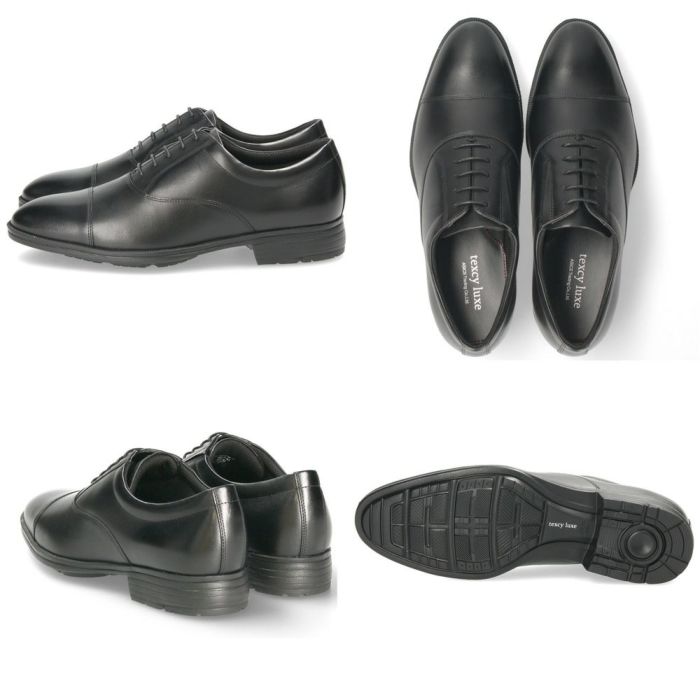 texcy luxe テクシーリュクス ビジネスシューズ 7010 メンズ 本革 革靴 幅広 甲高 3E 4E 黒 ストレートチップ プレーントゥ スリッポン フレキシブルドレス