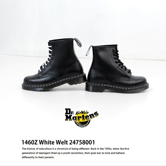 ドクターマーチン Dr.Martens 1460 WS ブーツ 8ホール 靴 24758001 黒 ホワイトステッチ レディース  メンズ ユニセックス 8EYE