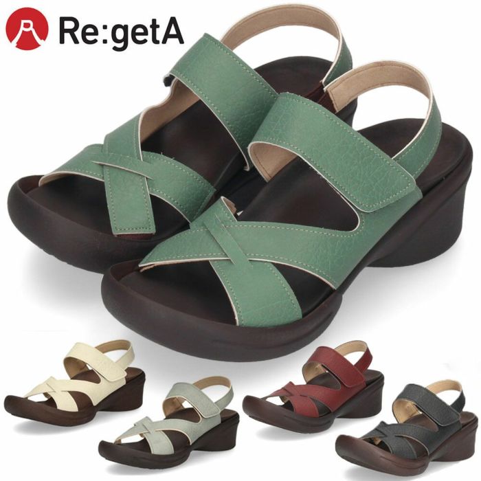 リゲッタ サンダル レディース 疲れない 厚底 ヒール 靴 軽量 ウェッジサンダル バックストラップ 履きやすい 歩きやすい コンフォート 日本製 R-2682 REGETA