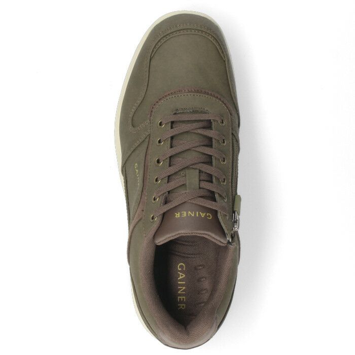 ウォーキングシューズ メンズ 幅広 4E 防水 スニーカー 紐 靴 ファスナー カジュアル 防滑 GAINER ゲイナー GN033 KHAKI カーキ ローカット
