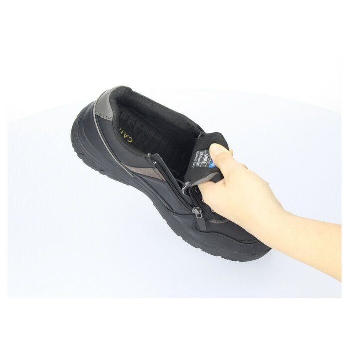 ウォーキングシューズ メンズ 幅広 4E 防水 スニーカー 紐 靴 ファスナー カジュアル 防滑 GAINER ゲイナー GN033 BLACK ブラック ローカット