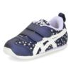 アシックス asics スクスク SUKU2 キッズ ベビー シューズ メティッドナロー BABY CT 通園 1144A201 401 抗菌消臭 花柄 ネイビー ホワイト 面ファスナー