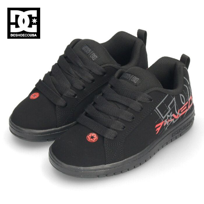 DC スニーカー キッズ 男の子 スターウォーズ 銀河帝国軍 靴ひも ディーシー シューズ ブラック レッド 黒 DC Shoes KS SW CT GRAFFIK DK222101