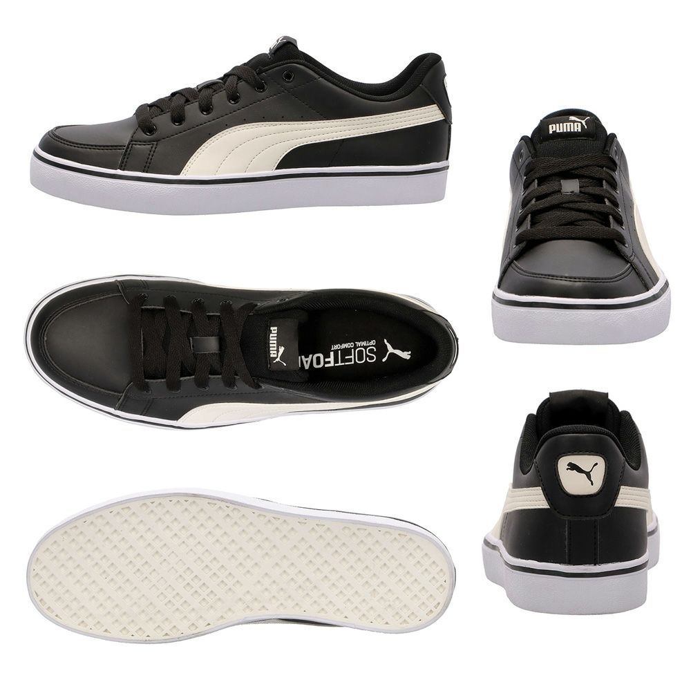 プーマ スニーカー 黒 白 V コート バルク レディース メンズ PUMA シンプル 通勤 通学 クッション V Court Vulc 389907 V Court Vulc EB 389908