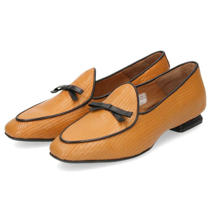 SAYA サヤ レディース ローファー リボン ローヒール フラットシューズ 50982 リザード型押し 本革 日本製 ラボキゴシ