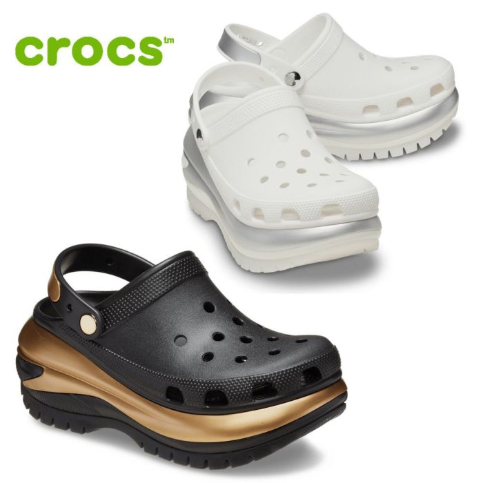 クロックス サンダル レディース crocs メガ クラッシュ メタリック クロッグ  210368 靴 クロッグ 軽量 厚底 夏 滑りにくい 快適