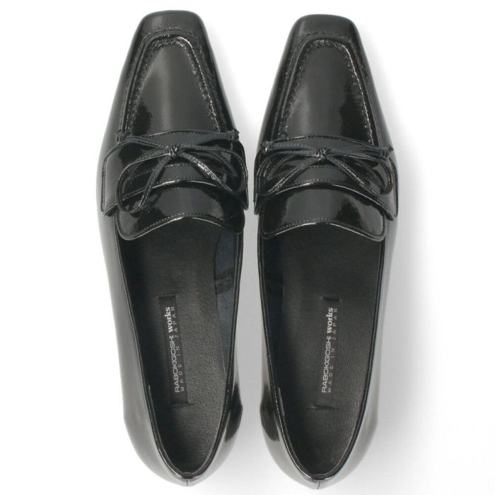 レディース ローファー パンプス ラボキゴシ ワークス 靴 12784 ブラック 黒 ダークパープル 4cm ヒール レザー 本革 日本製 RABOKIGOSHI works