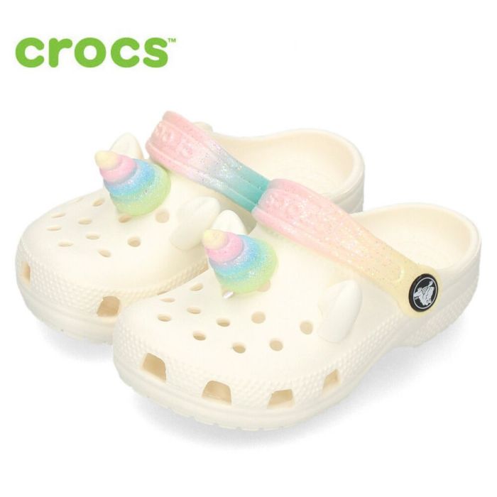 クロックス キッズ サンダル クラシック アイ アム レインボー ユニコーン クロッグ T crocs 209701 Chalk 靴 子供