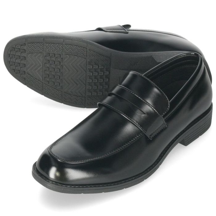 ビジネスシューズ 防水 幅広 5E EEEEE ゆったり 黒 メンズ 紳士 仕事 通勤 リクルート プレーントゥ ローファー Uチップ 合皮 Parade 4101 4102 4103 4104