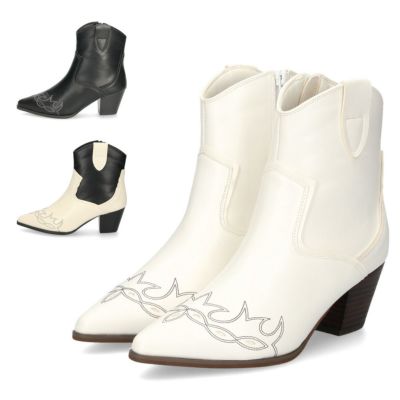 レディース ブーツ ロング ウエスタンブーツ ホワイト 黒 ブラック