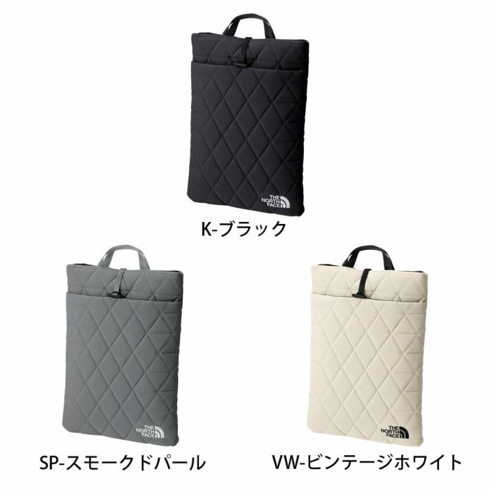 ノースフェイス PC ケース ジオフェイスピーシースリーブ 15インチ NM32353 K ブラック SP スモークドパール VW ビンテージホワイト パソコン バッグ 持ち手 インナーバッグ 黒 白 グレー THE NORTH FACE
