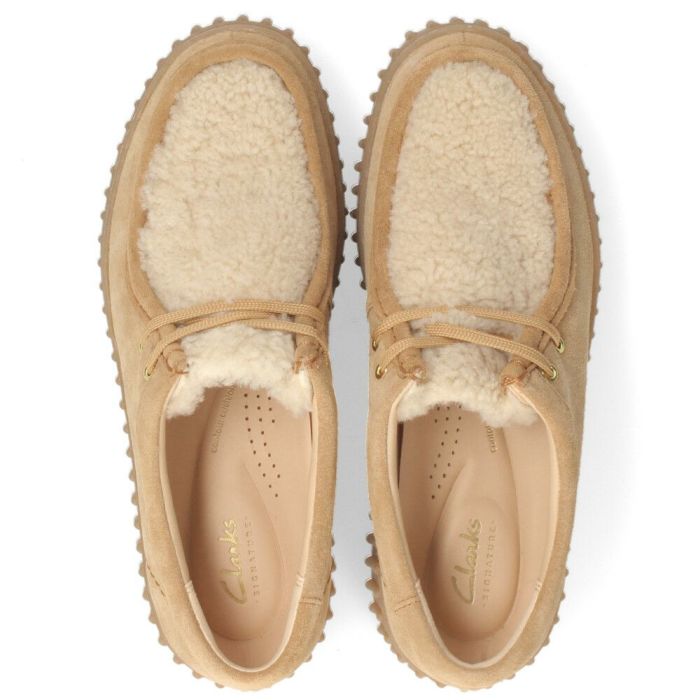 クラークス レディース 厚底 モカシン レースアップ  シアリング レザー スエード トーヒルビー ブラック 黒 サンド Clarks Torhill Bee 26179110 26179114