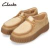 クラークス レディース 厚底 モカシン レースアップ  シアリング レザー スエード トーヒルビー ブラック 黒 サンド Clarks Torhill Bee 26179110 26179114