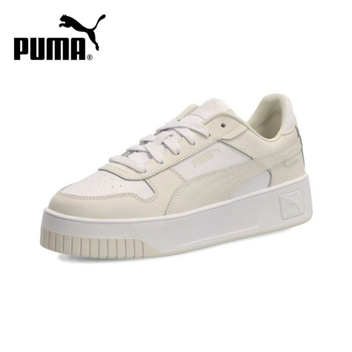 プーマ レディース 白 おしゃれ スニーカー 厚底 PUMA キャリーナ ストリート 389390-32 ローカット 通学 紐靴 シューレース カジュアル