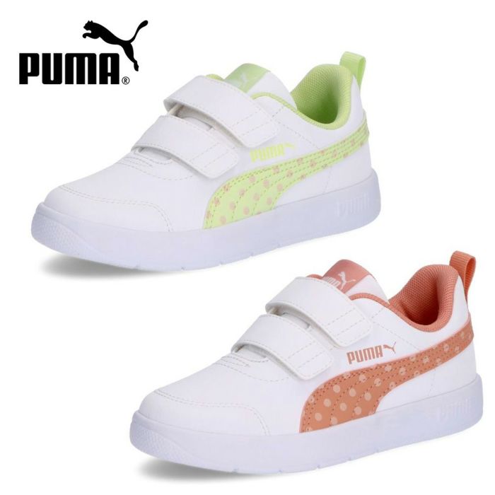 プーマ スニーカー PUMA キッズ ガールズ 398758 靴 コートフレックス V3 DOTTY V PS ベルクロ 軽量 シューズ ローカット