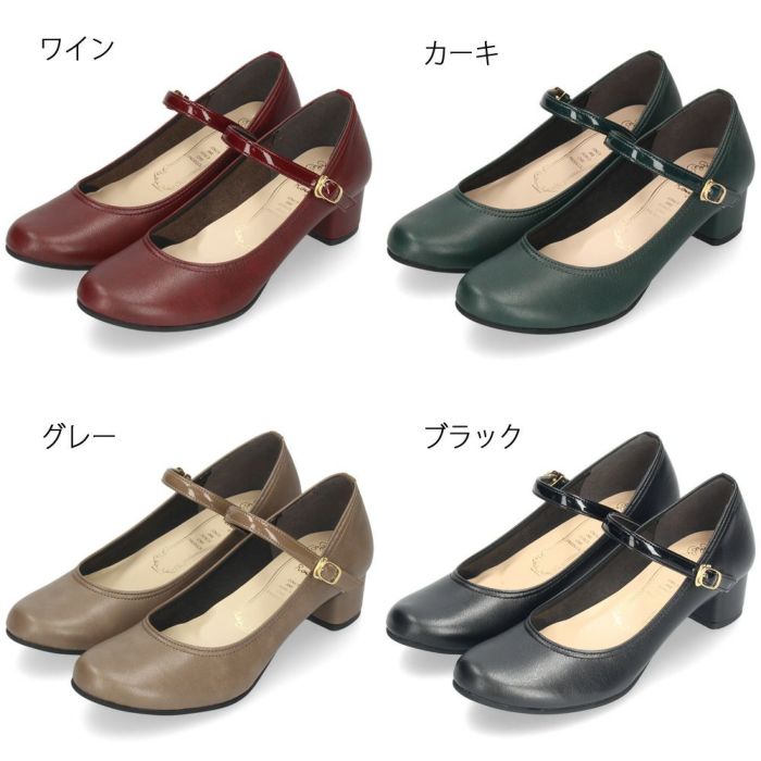 パンプス ヒール レディース 日本製 ストラップ ラウンドトゥ 黒 ブラック グレー ワイン カーキ 靴 18301 metal rouge メタルルージュ