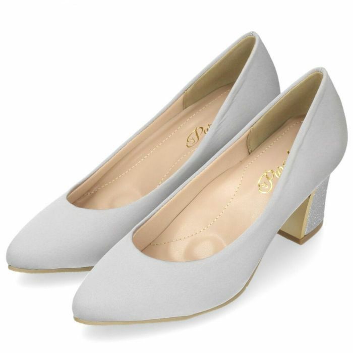 パーティ フォーマル 結婚式 痛くない 疲れない パンプス レディース 6.5cm ドレス アーモンドトゥ 極ふわっ 太ヒール ローヒール ラメヒール Parade 24015